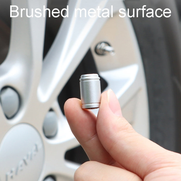 Set of 4 Umbrella Metal Tire Valve Caps in aluminum alloy, showcasing a frosted surface design for style and functionality.