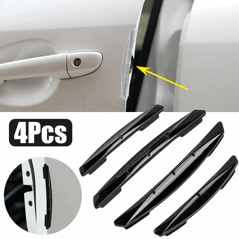 4x Anti-Collision Guard Strip Cover for car door edges, made of high-quality material, designed to prevent scratches and enhance vehicle appearance.