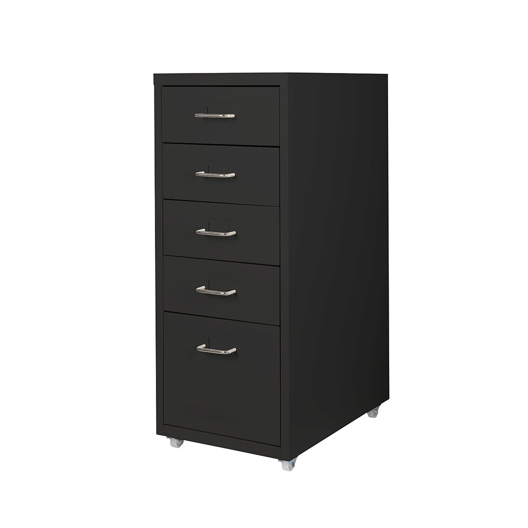 5 Drawers Portable Cabinet Rack in black with marble base, showcasing its stylish design and spacious drawers.