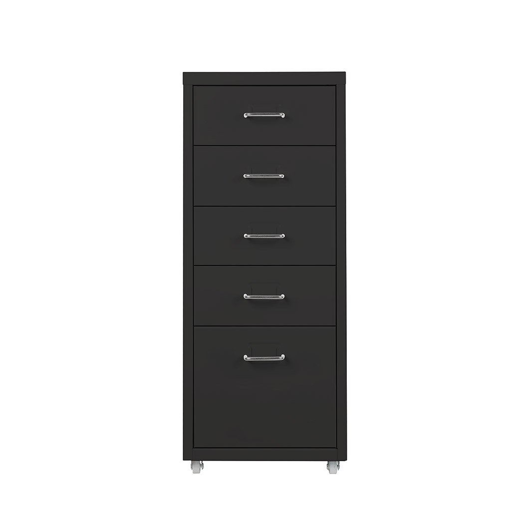 5 Drawers Portable Cabinet Rack in black with marble base, showcasing its stylish design and spacious drawers.