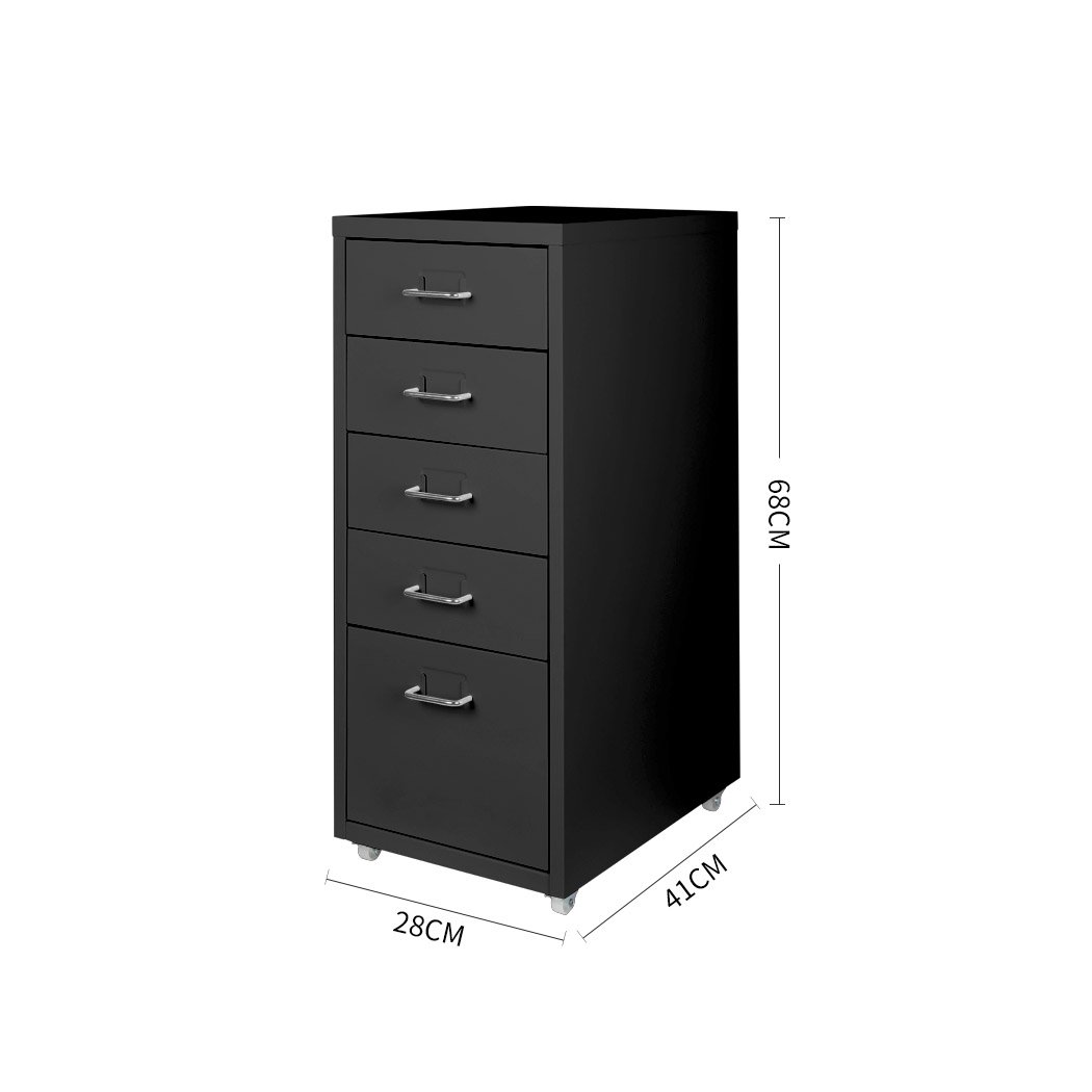 5 Drawers Portable Cabinet Rack in black with marble base, showcasing its stylish design and spacious drawers.