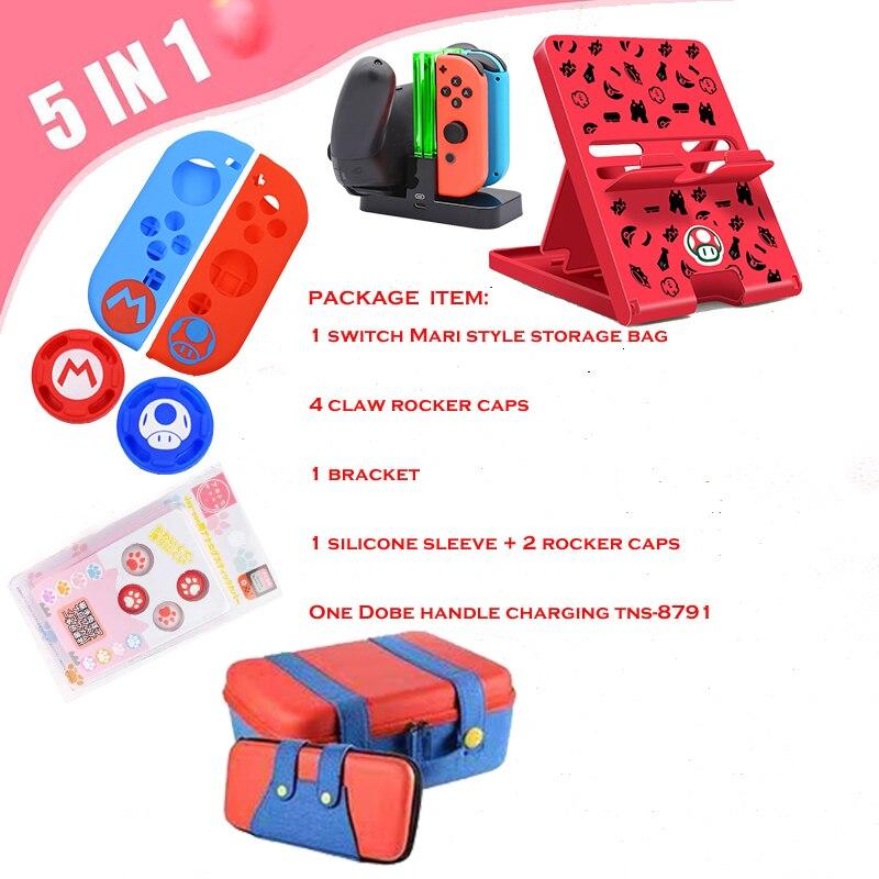 5 in 1 Nintendo Switch Game Accessories Set including a carrying case and game storage compartments, designed for protection and convenience.