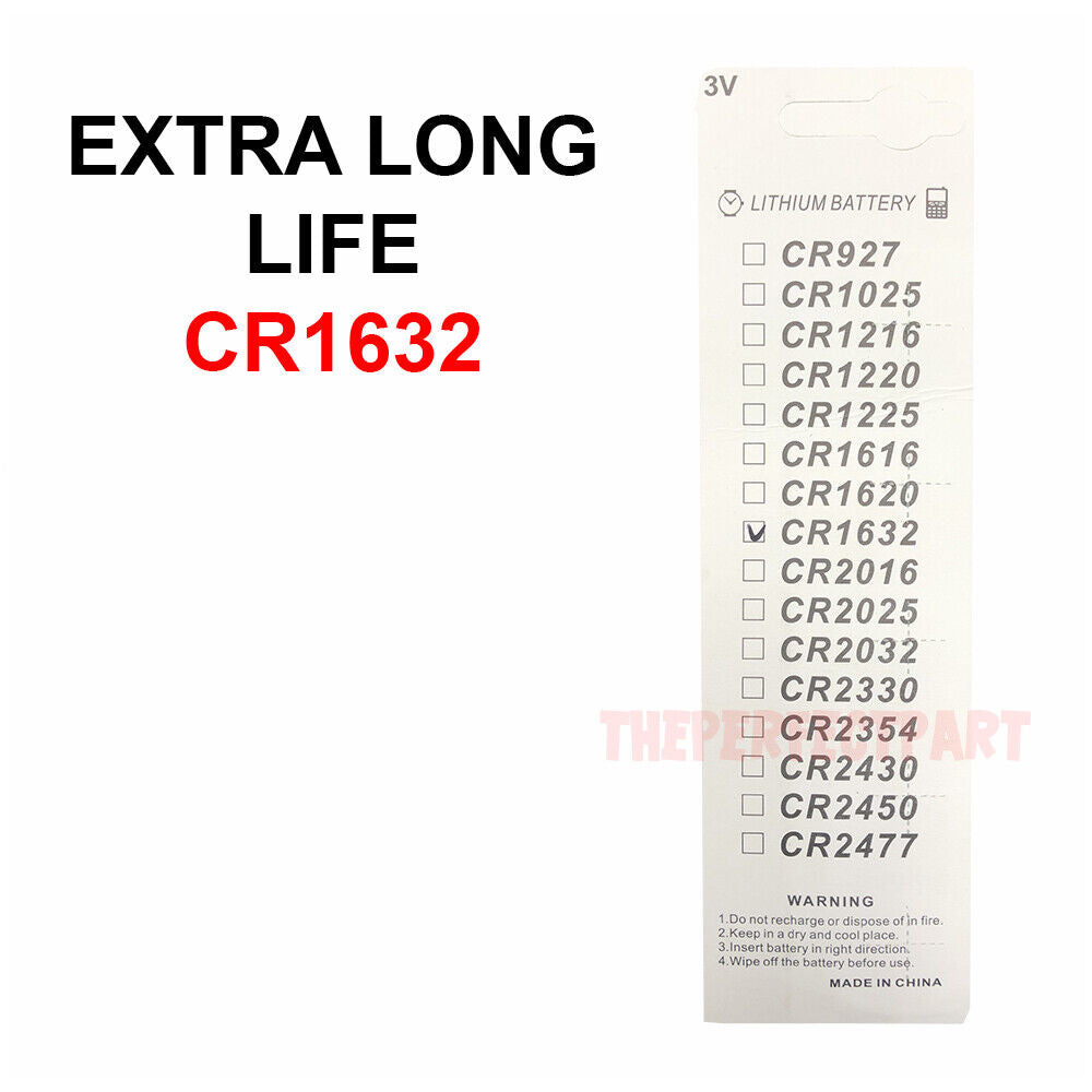 Five CR1632 lithium coin batteries in a pack, designed for long-lasting power in various devices.