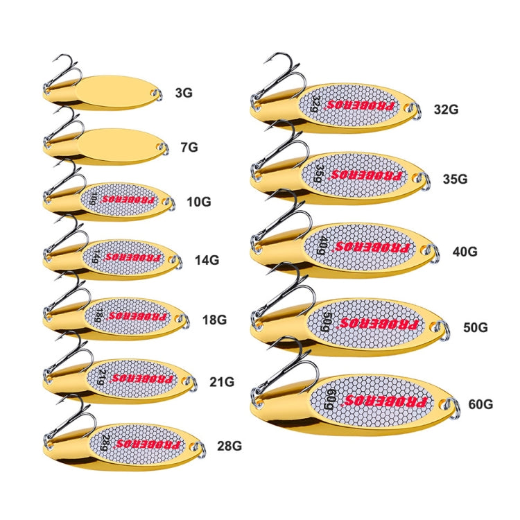 5 PCS 7g PROBEROS DW342 Lure VIB Metal Sequins in gold, designed for freshwater and seawater fishing, showcasing their shiny, attractive finish.