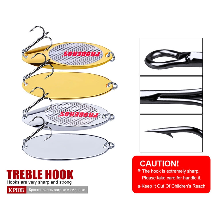 5 PCS 7g PROBEROS DW342 Lure VIB Metal Sequins in gold, designed for freshwater and seawater fishing, showcasing their shiny, attractive finish.