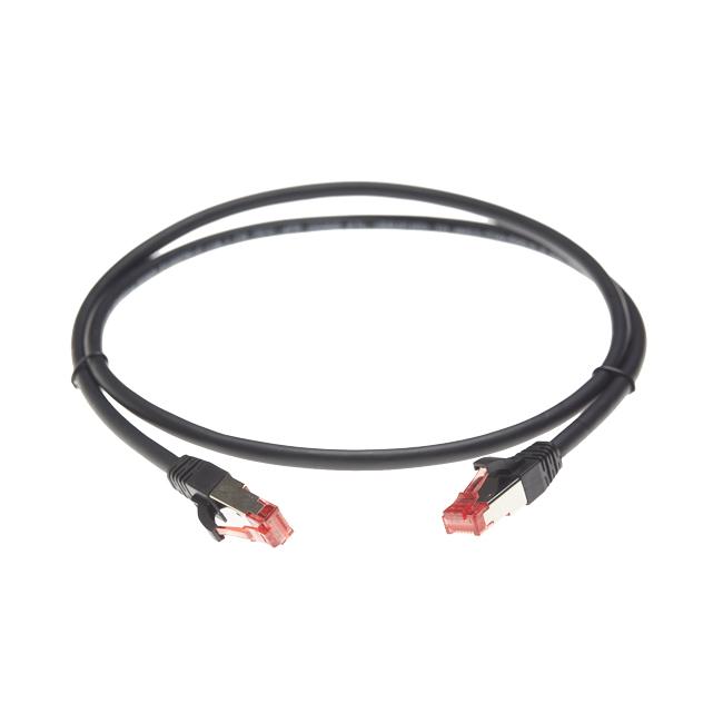 50m Cat 6A S/FTP LSZH Ethernet Network Cable in black, featuring RJ45 connectors and a durable LSZH jacket.