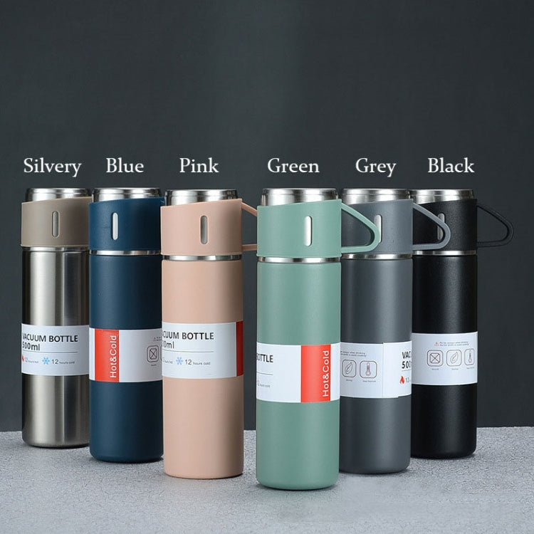 500ml 304 stainless steel thermos cup with a sleek design, ideal for business and travel, featuring a leak-proof lid and brushed texture.
