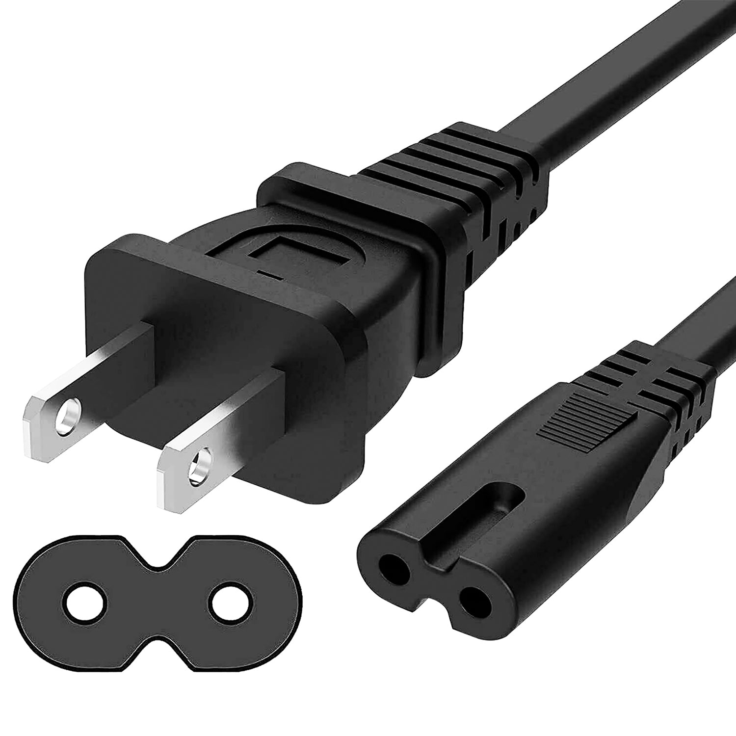 5Core AC Power Cord 6 Ft 2 Prong US Male to Female Extension Adapter, showcasing its durable design and versatility for various devices.