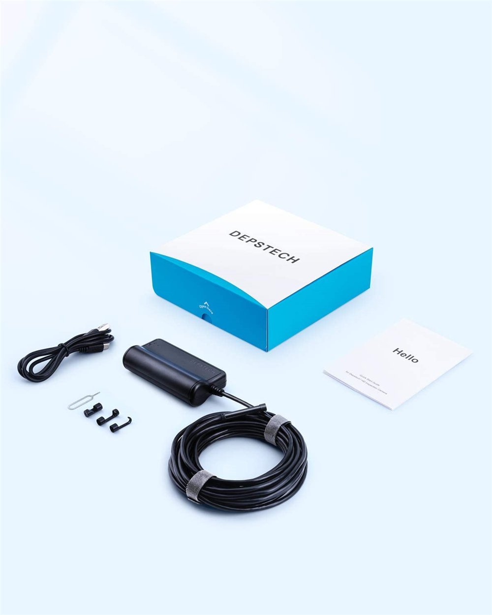 5.5mm 2.0MP 1080P WiFi Endoscope Camera with adjustable LED lights and flexible cable for inspections.