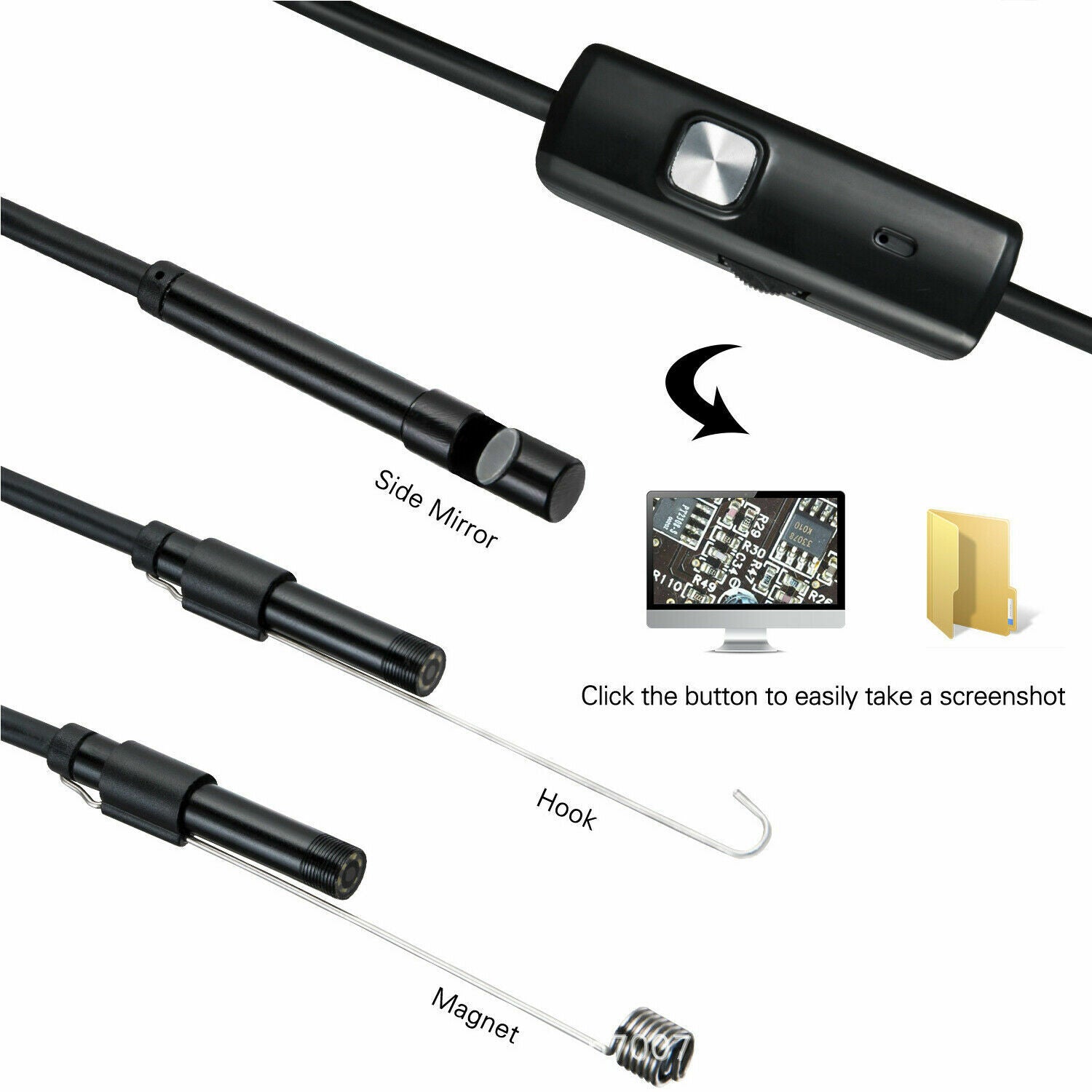 5M Snake Endoscope Borescope USB Camera with 6 LEDs, ideal for inspections in tight spaces.