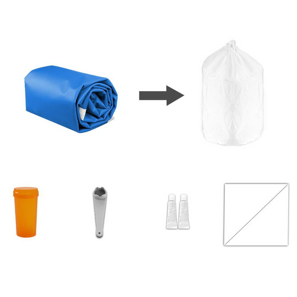 5m x 1m inflatable air track mat in blue and white, showcasing its thick design and anti-slip surface, ideal for gymnastics and tumbling.