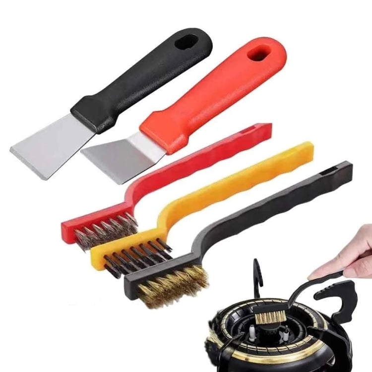 5-piece multifunctional kitchen stove cleaning brush set with various brush types for effective cleaning in tight spaces.