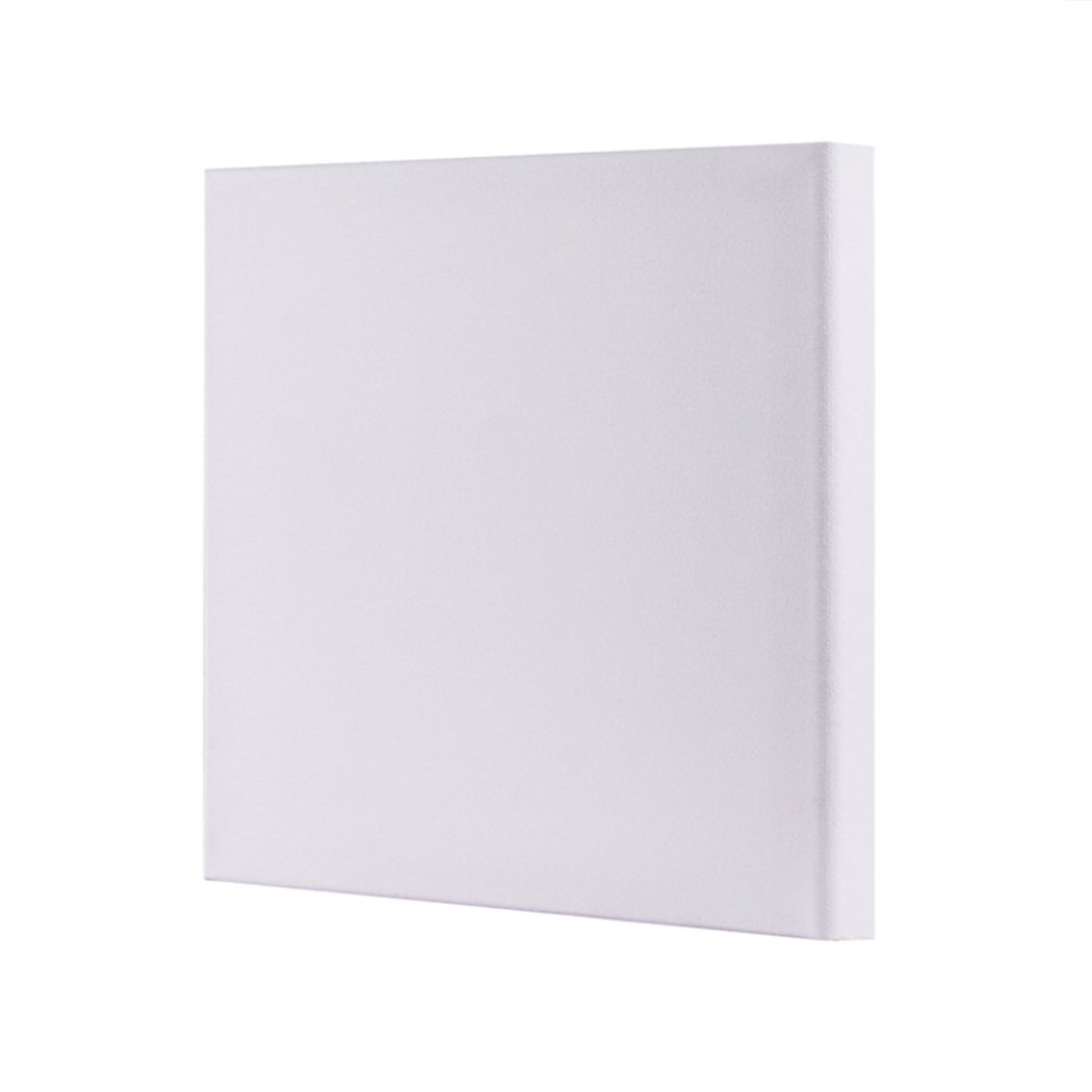 Five blank artist stretched canvases stacked together, showcasing a sturdy frame and primed surface for oil and acrylic painting.