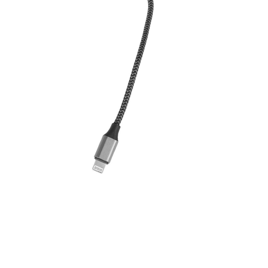 Five 5x USB fast charging cables for iPhone and iPad, featuring a durable nylon braided design in black color.