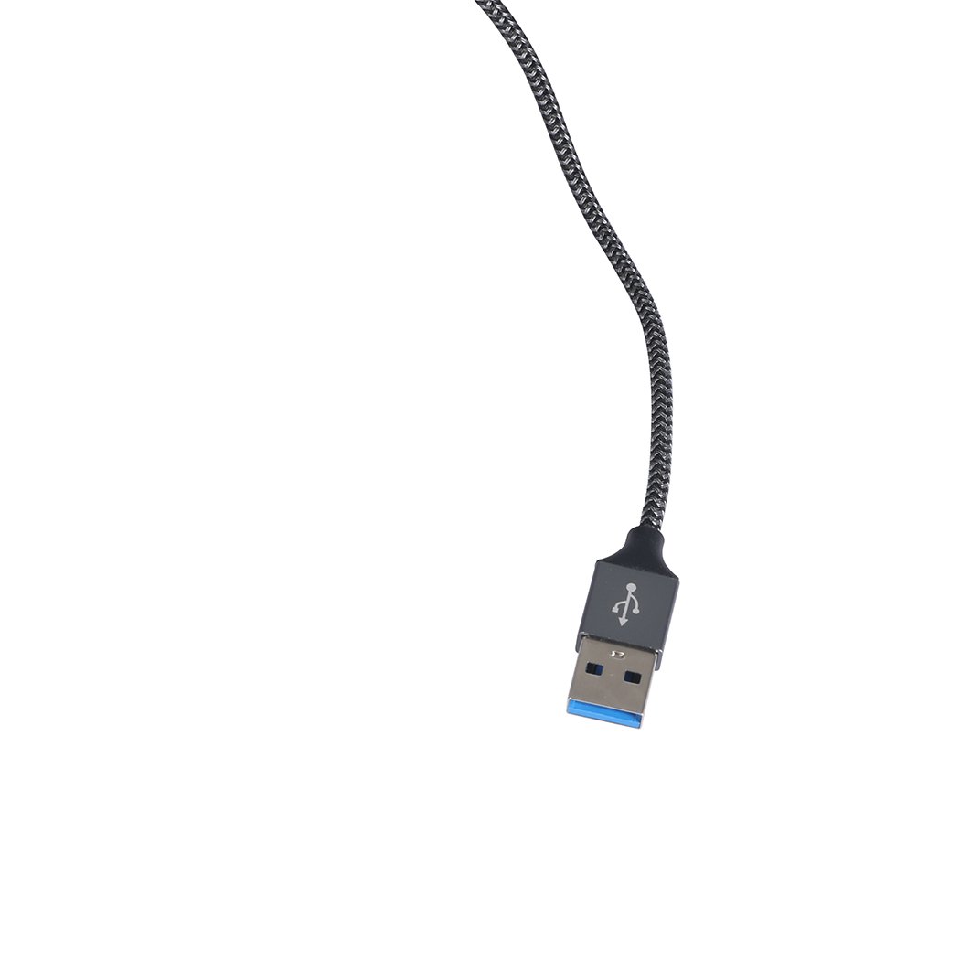 Five 5x USB fast charging cables for iPhone and iPad, featuring a durable nylon braided design in black color.