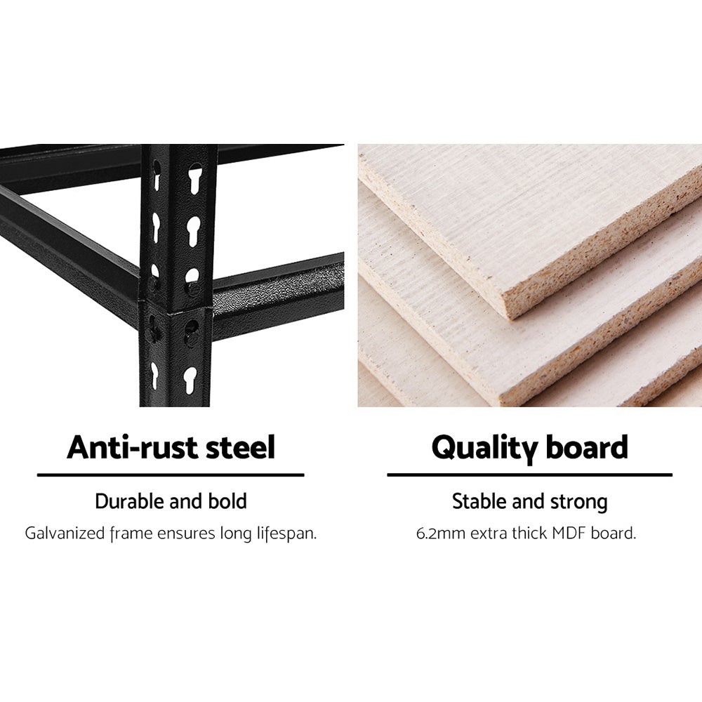 5x1.8M 5-Shelves Steel Warehouse Shelving Racking in matte black, showcasing adjustable shelves and sturdy construction.