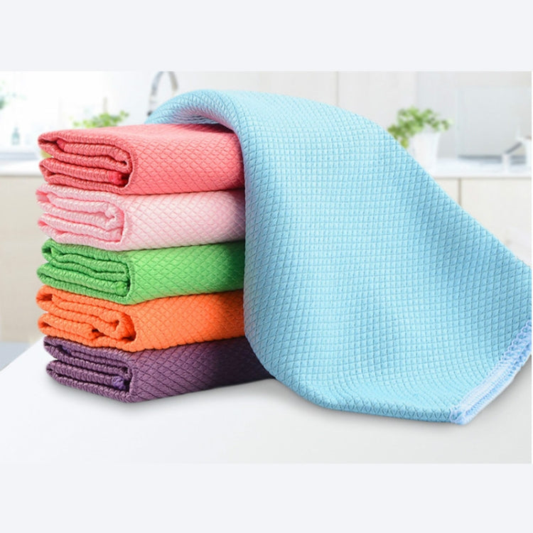 Set of 6 eco-friendly kitchen glass cleaning towels in cartoon pattern, measuring 30x30 cm, displayed on a kitchen countertop.