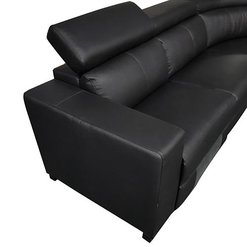 A luxurious 6-seater real leather sofa in black, featuring plush upholstery, wide armrests, and an electric recliner function, perfect for modern living rooms.