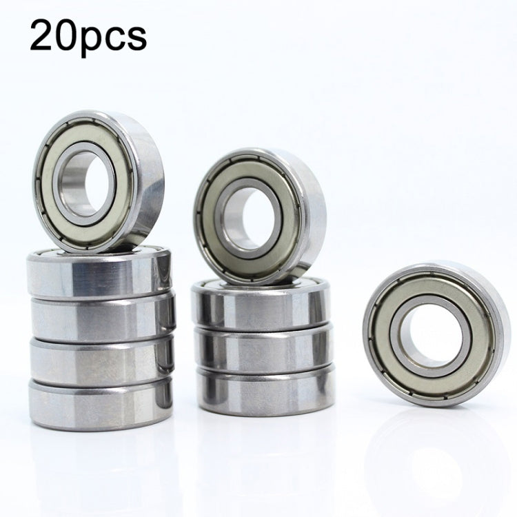 A set of 20 miniature deep groove ball bearings, model 6001zz, showcasing their precision design and high-quality bearing steel material.