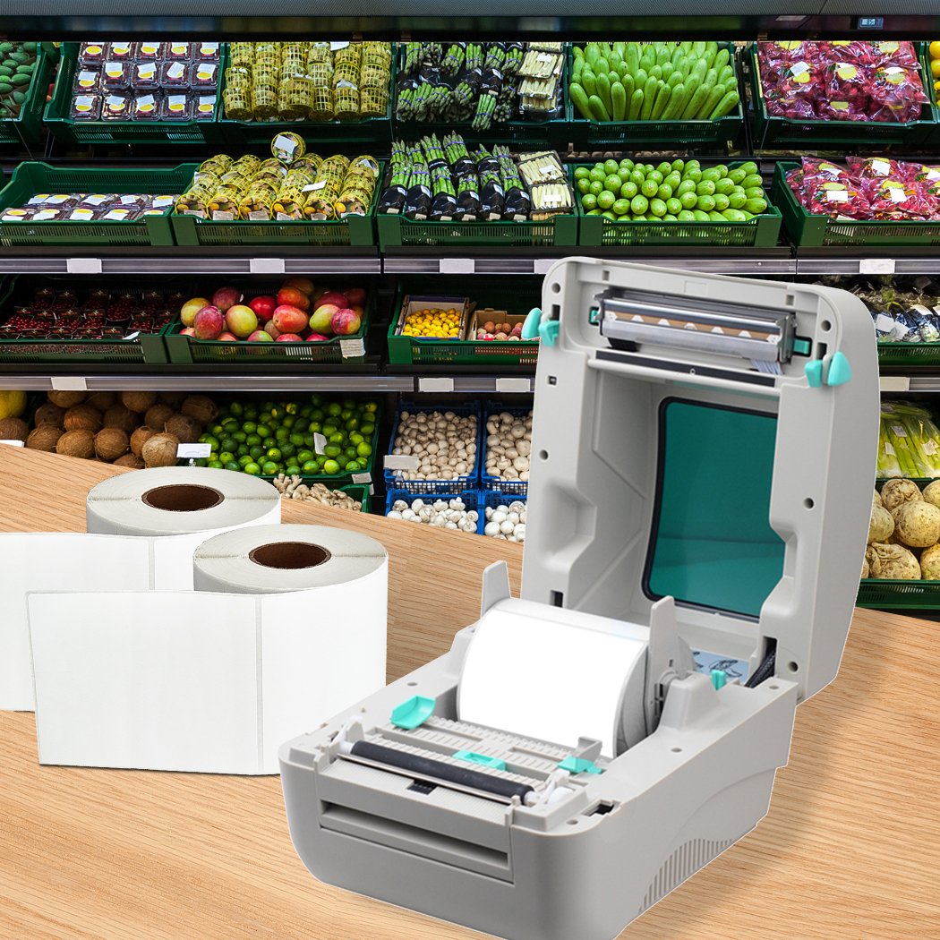 A stack of 600Pcs Direct Thermal Shipping Labels, featuring white paper labels with a strong adhesive, suitable for Fastway eParcel and Startrack.