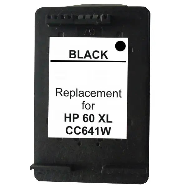 60XL Black Remanufactured Inkjet Cartridge, showcasing its sleek design and high-quality build for reliable printing.