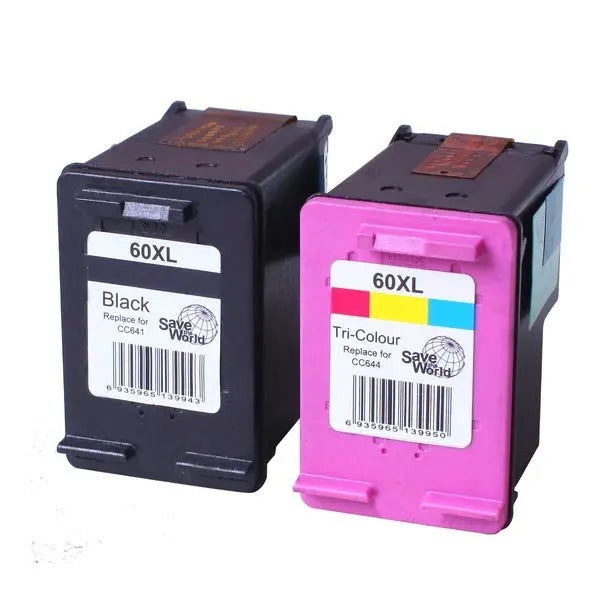 60XL Remanufactured Inkjet Cartridge Set #1 featuring one black and one color cartridge, designed for HP printers.