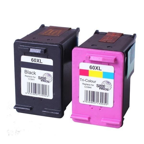 60XL Remanufactured Inkjet Cartridge Set #1 featuring one black and one color cartridge, designed for HP printers.