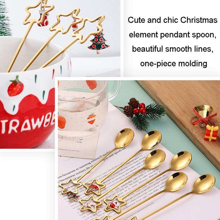 6-piece Christmas stainless steel spoon and fork cutlery gift set with festive design, elegantly packaged in a gift box.