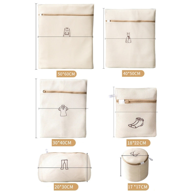 A set of 6 polyester washing bags for delicate underwear, featuring various sizes and a hidden zipper for protection.