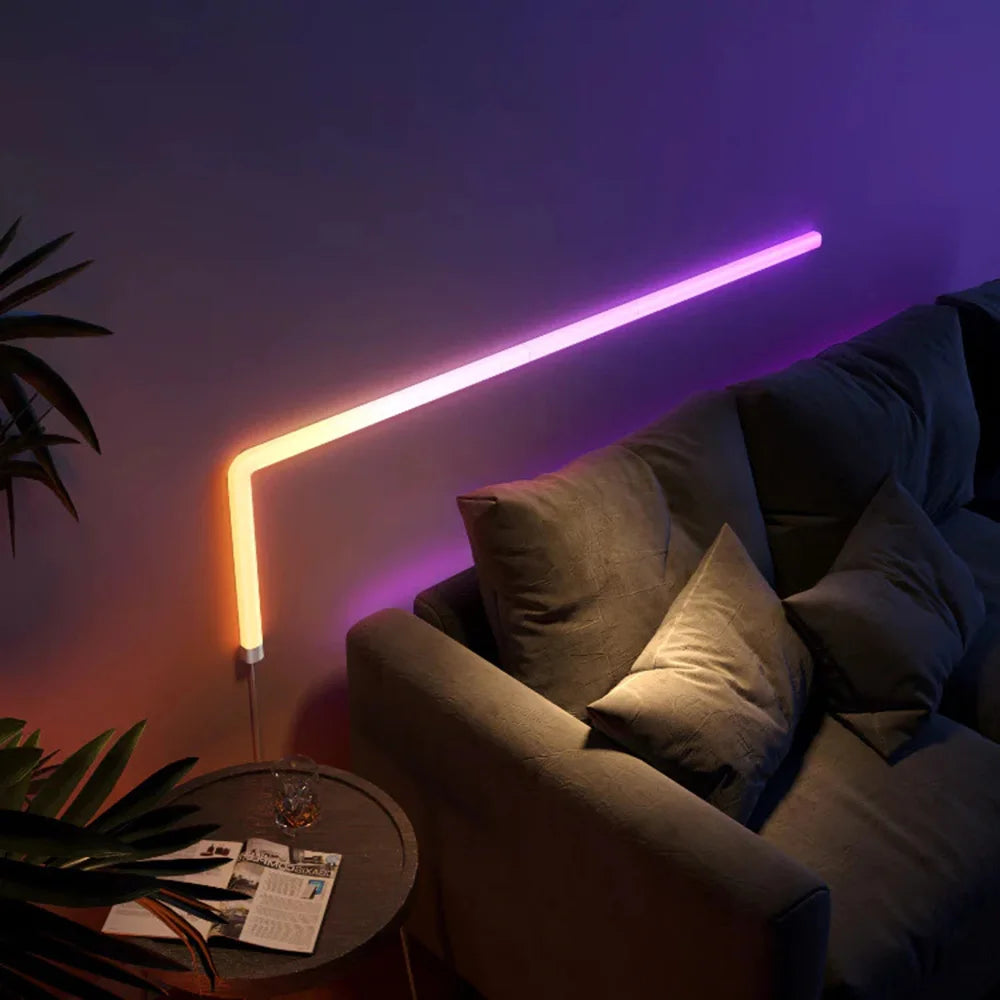 7Pcs Smart Wall Sconces featuring RGBIC LED light bars with music sync capabilities, ideal for home decor and gaming.