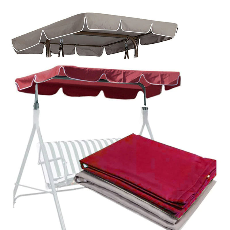 77x43 Patio Outdoor Garden Swing Canopy Replacement in various colors, showcasing its stylish scalloped edge and durable material.