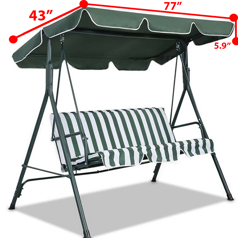 77x43 Patio Outdoor Garden Swing Canopy Replacement in various colors, showcasing its stylish scalloped edge and durable material.