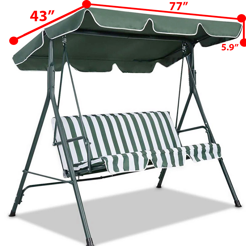 77x43 Patio Outdoor Garden Swing Canopy Replacement in various colors, showcasing its stylish scalloped edge and durable material.