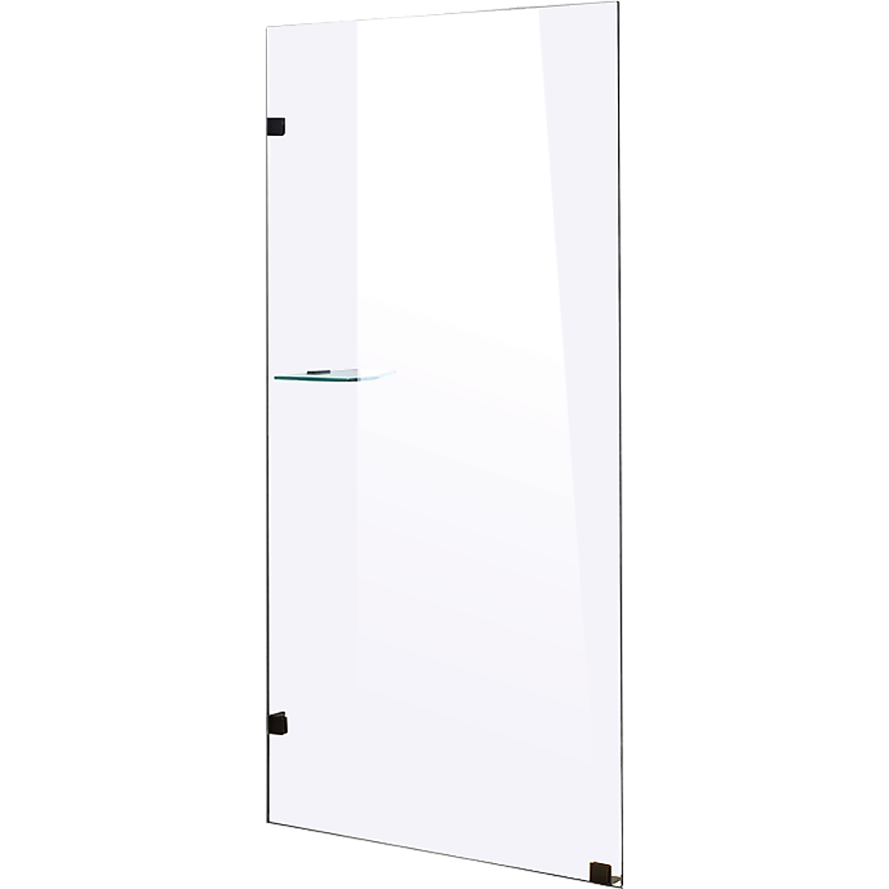 800 x 2000mm Frameless 10mm Safety Glass Shower Screen with black clips, showcasing its elegant design and toughened glass.