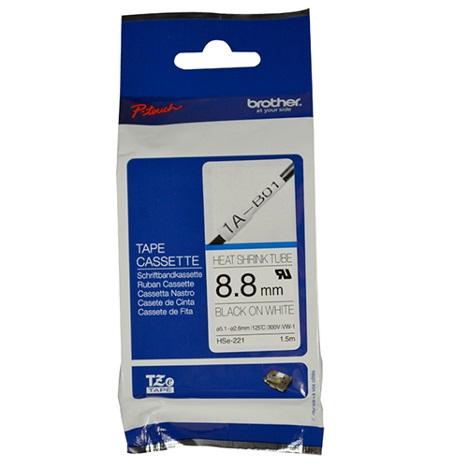 8.8MM Black on White Heat Shrink Tube Cartridge for PT-E300VP and PT-E550WVP printers, showcasing its durable design and clear printing.