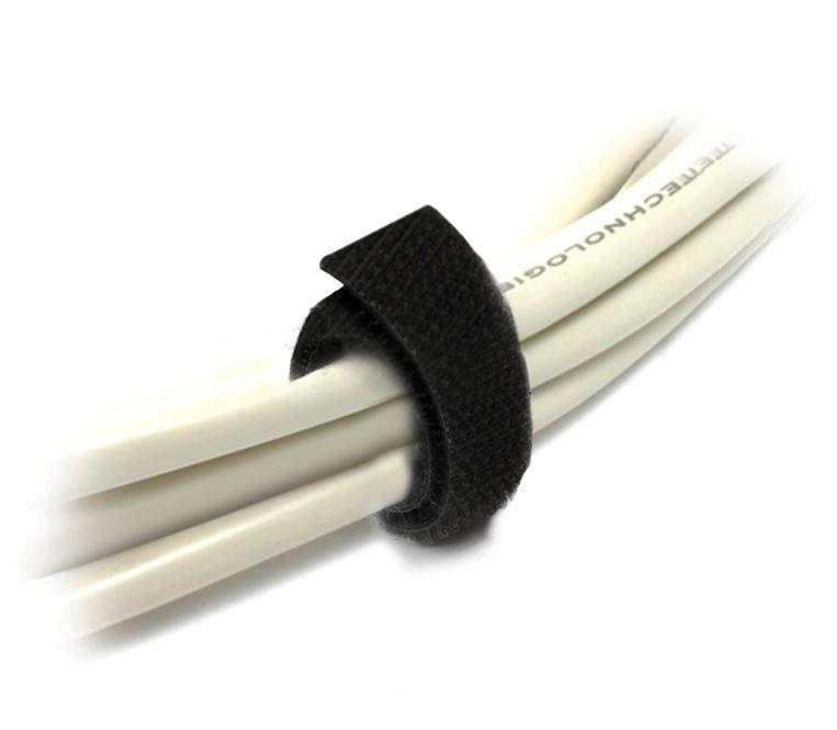 8WARE 25m x 12mm Velcro cable tie roll, showcasing its hook and loop design for effective cable management.