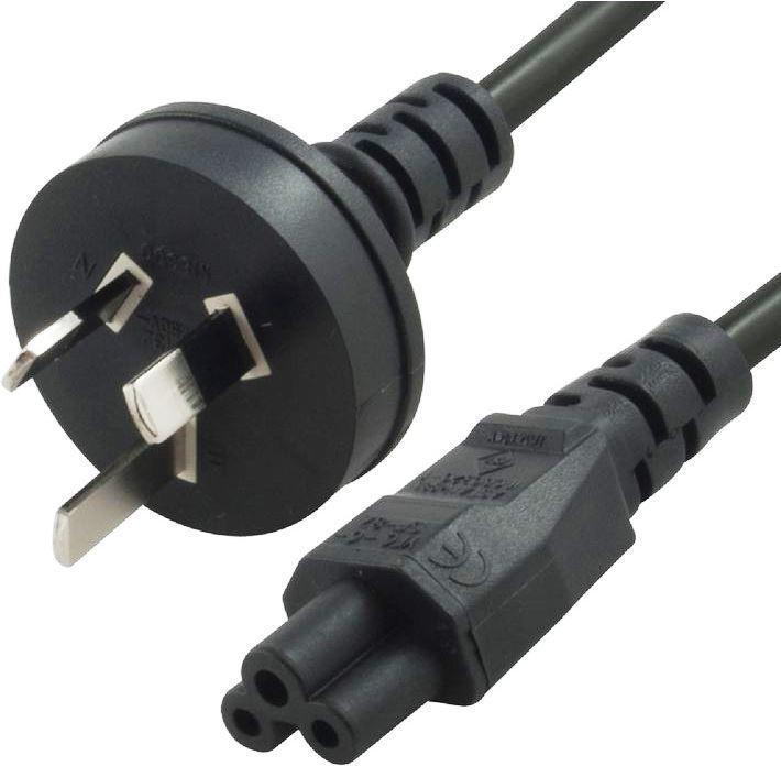 8WARE AU Power Lead Cord Cable 2m with 3-pin to cloverleaf plug, ideal for various electronic devices.
