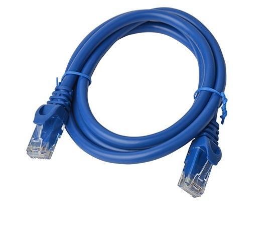 8WARE Cat6a UTP Ethernet Cable 1m in blue, featuring a full copper core and snagless design for reliable high-speed connectivity.