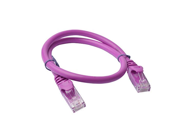 8WARE Cat6a UTP Ethernet Cable in purple, 25cm long, featuring a snagless design for easy connectivity.