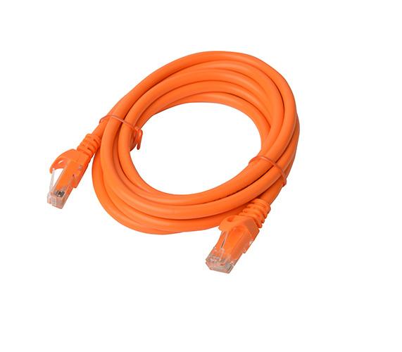 8WARE Cat6a UTP Ethernet Cable in vibrant orange color, 2 meters long, featuring a snagless design for easy installation and full copper core for superior performance.