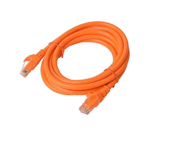 8WARE Cat6a UTP Ethernet Cable 3m in vibrant orange color, showcasing its full copper core and snagless design for enhanced durability.