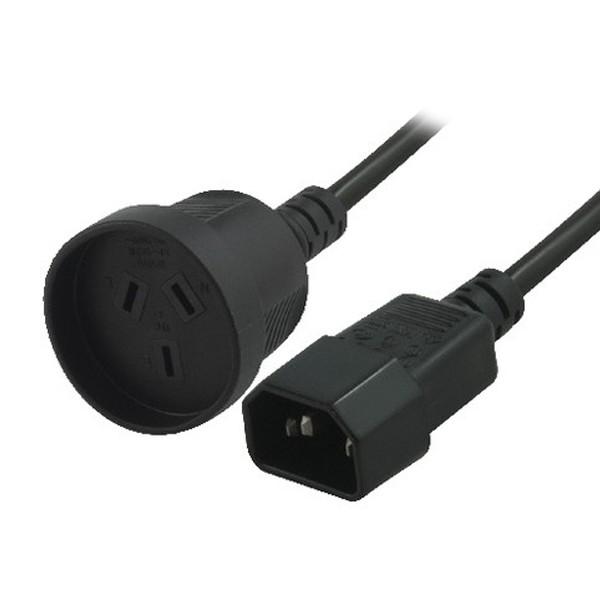 8WARE Power Extension Cable, 15cm length with 3-Pin AU female and IEC C14 male connectors, ideal for extending power connections.