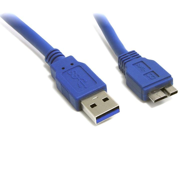 8WARE USB 3.0 Cable, 3m long, A to Micro-USB B Male to Male, blue color, designed for high-speed data transfer.