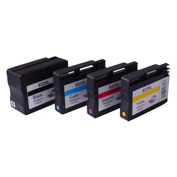 932XL 933XL Remanufactured Inkjet Cartridge Set featuring black, cyan, magenta, and yellow cartridges for high-quality printing.