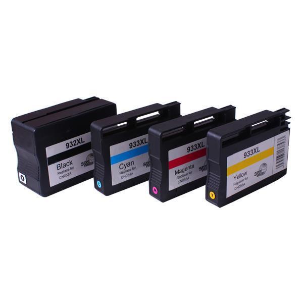 932XL 933XL Remanufactured Inkjet Cartridge Set featuring black, cyan, magenta, and yellow cartridges for high-quality printing.