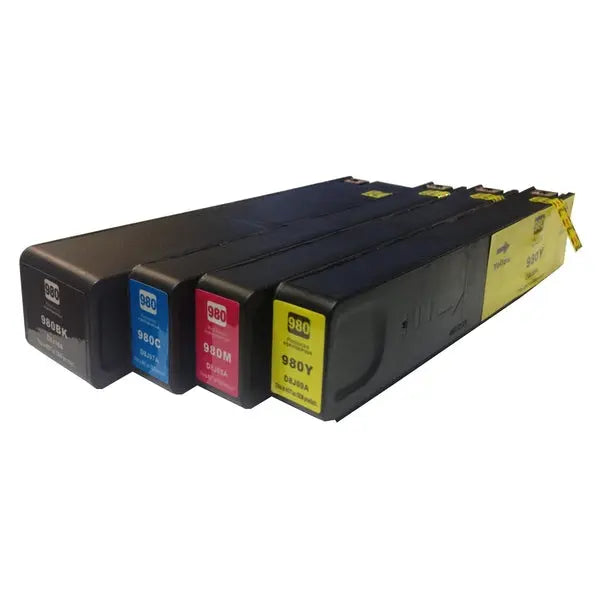 980XL Premium Pigment Inkjet Compatible Set featuring four cartridges: black, cyan, magenta, and yellow.