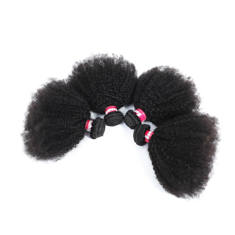 9A Brazilian Afro Kinky Curly Hair Bundles showcasing soft, shiny curls with a natural black color, perfect for versatile styling.