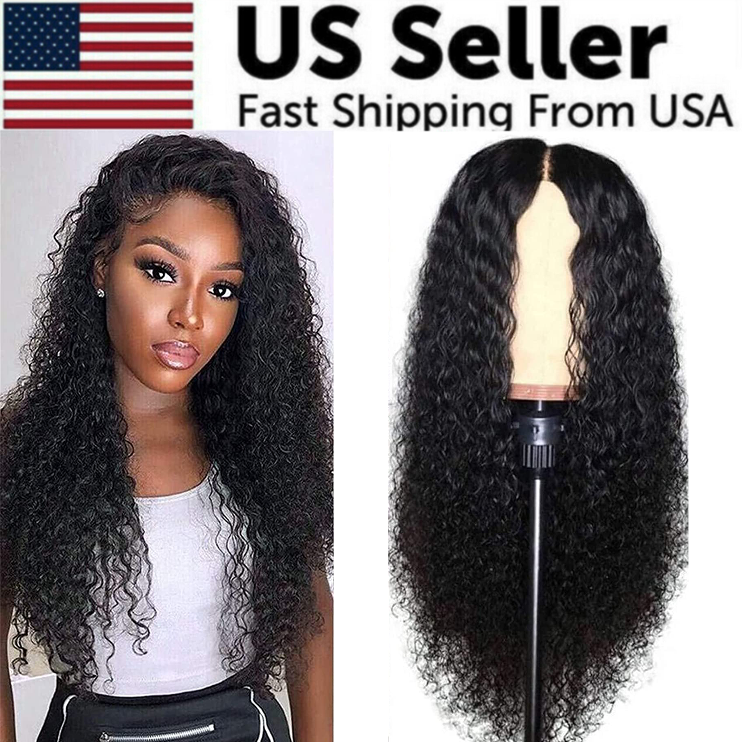 AA Hair Front Wig featuring long, curly, and wavy Brazilian human hair, designed for women with a natural look.
