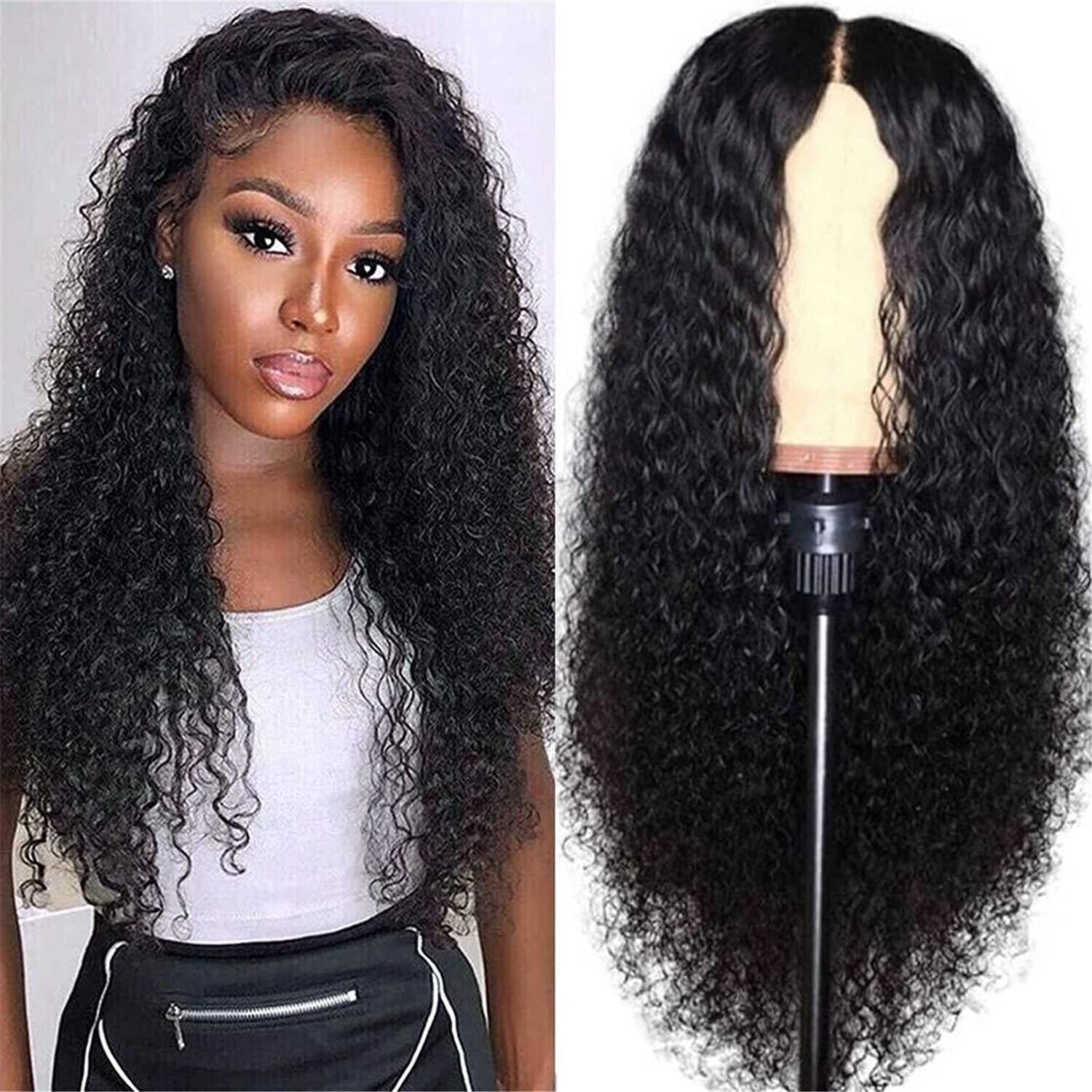 AA Hair Front Wig featuring long, curly, and wavy Brazilian human hair, designed for women with a natural look.