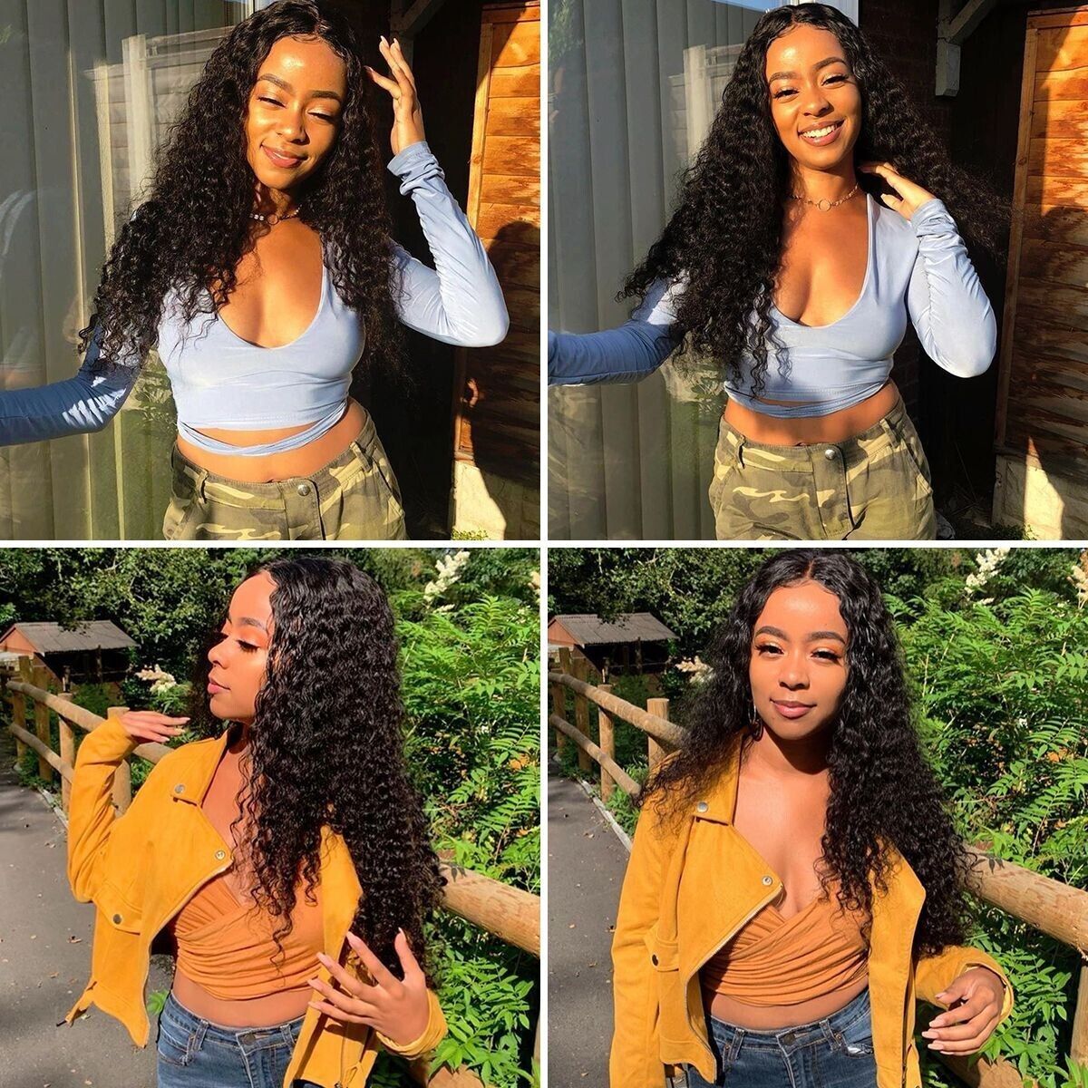 AA Hair Front Wig featuring long, curly, and wavy Brazilian human hair, designed for women with a natural look.